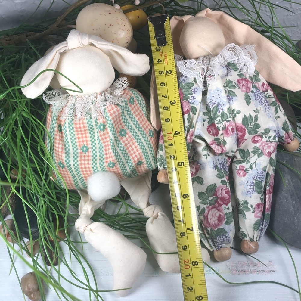Bunny Rabbit Doll Set Shelf Sitters Easter Farmhouse Country VTG Mini Bunny Doll - Picture 7 of 14